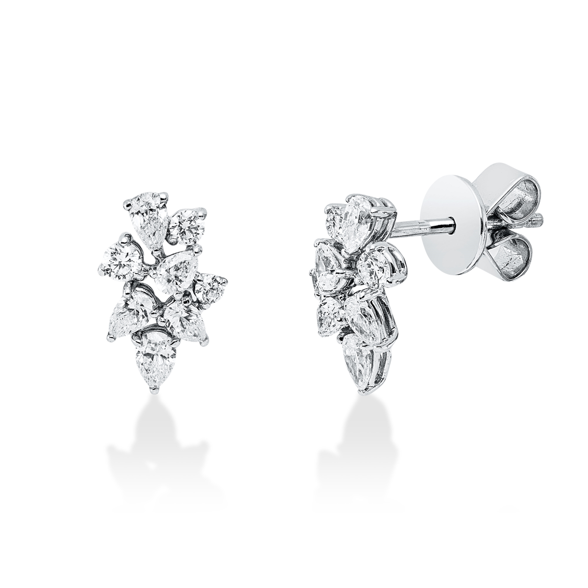 diamond full cut  multi-stone studs in white gold