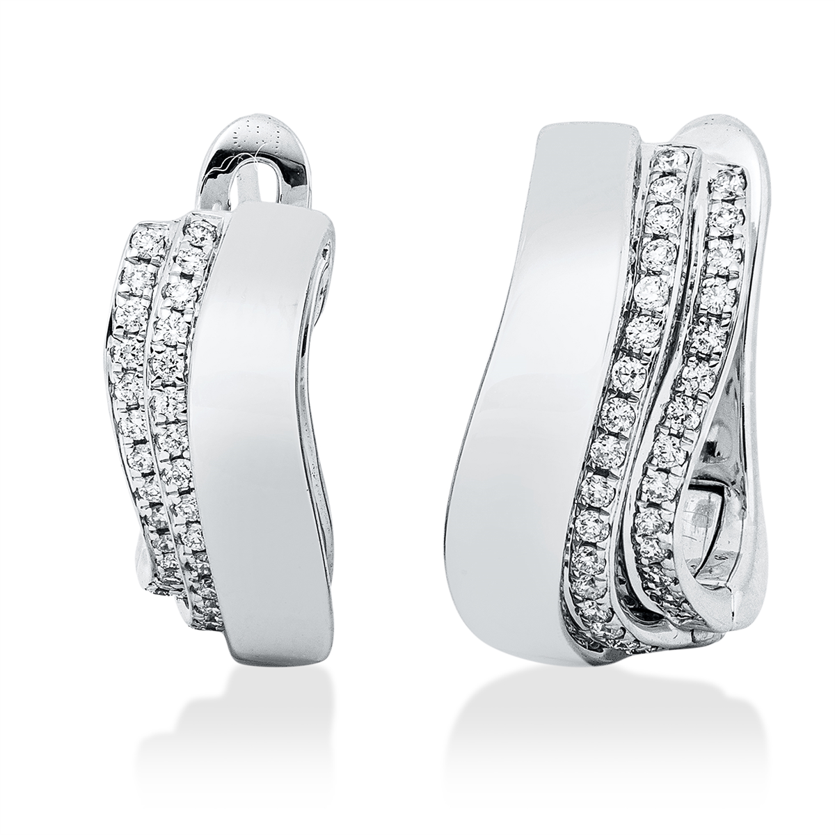 diamond full cut  modern woman hoops & huggies in white gold