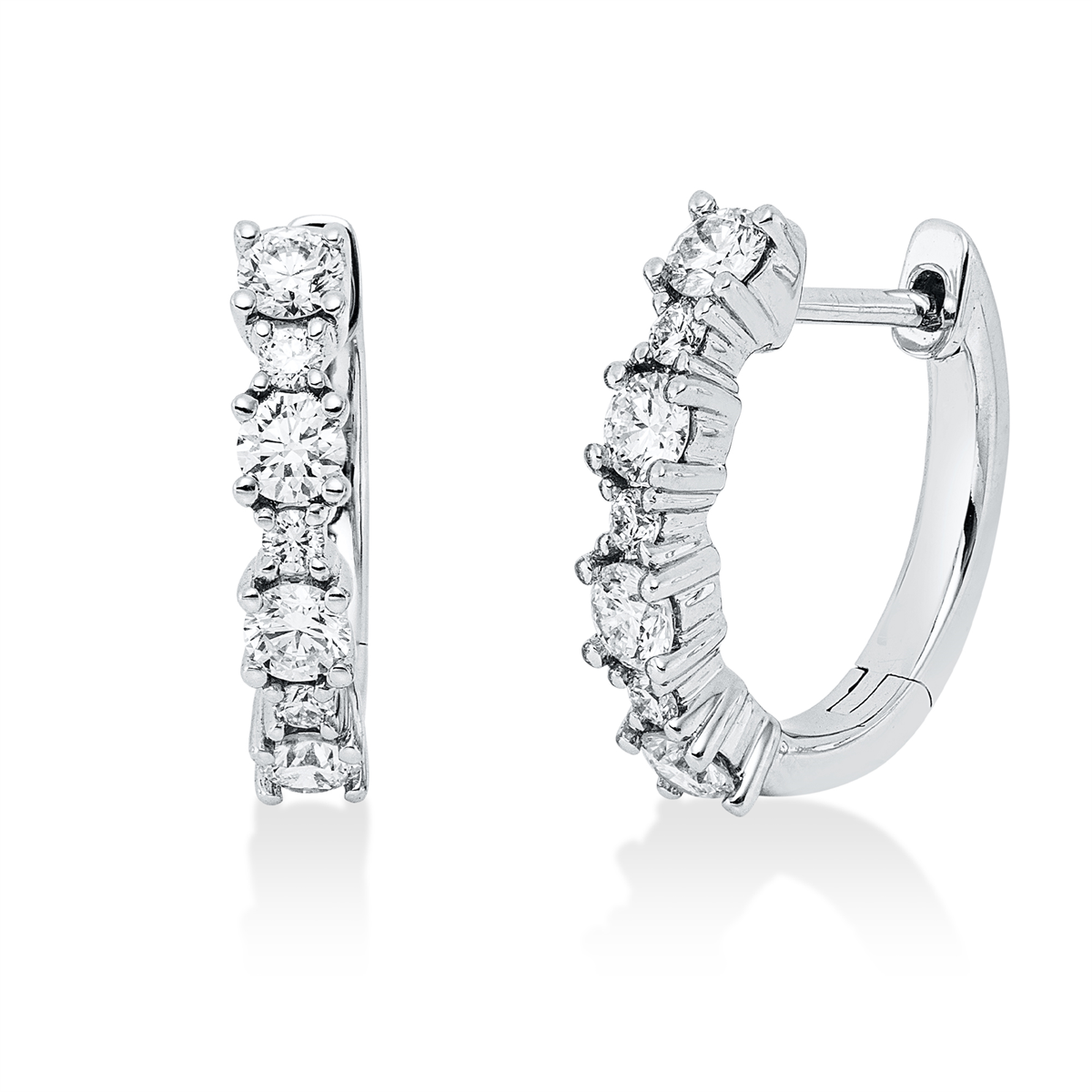 diamond full cut  multi-stone hoops & huggies in white gold