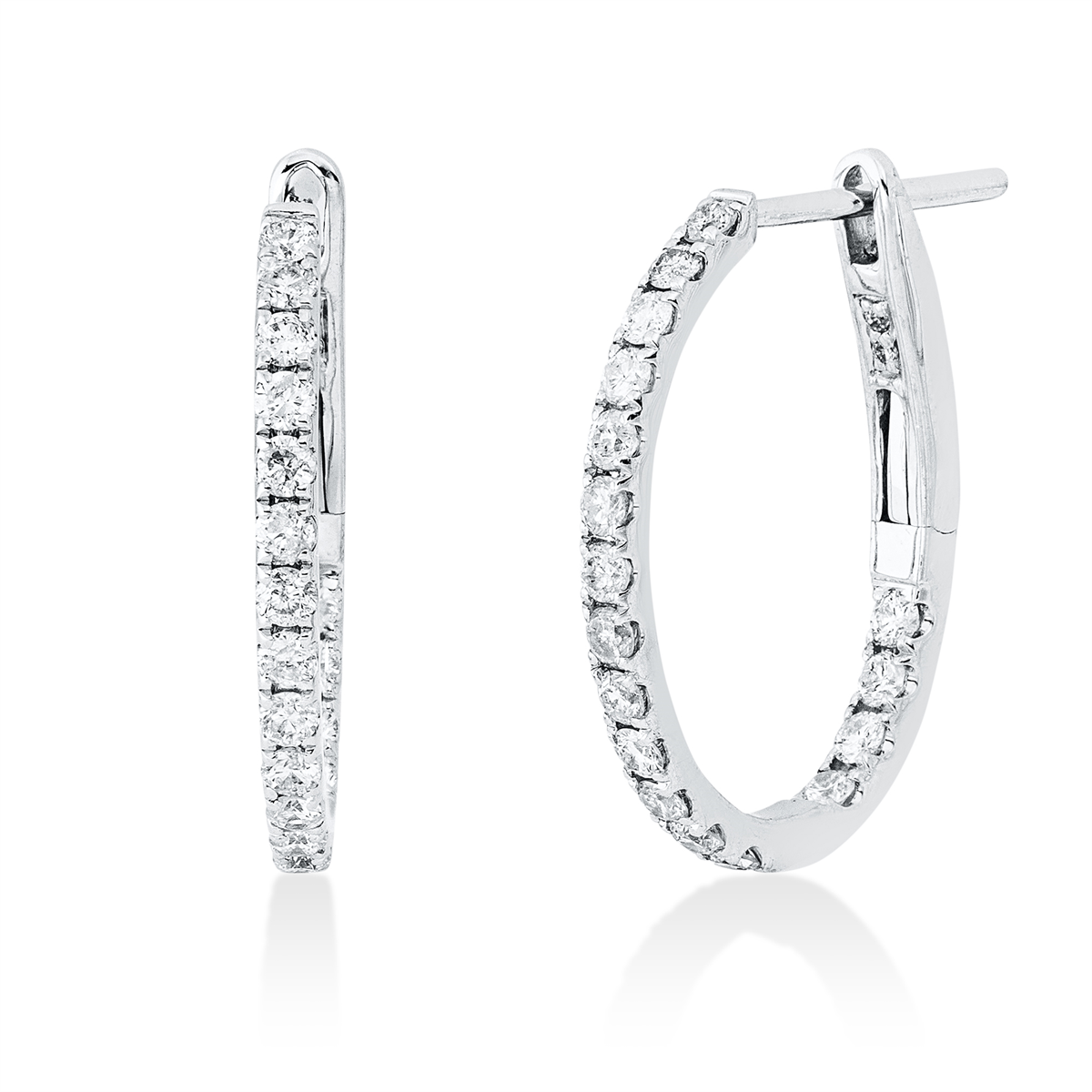 diamond full cut  modern woman hoops & huggies in white gold