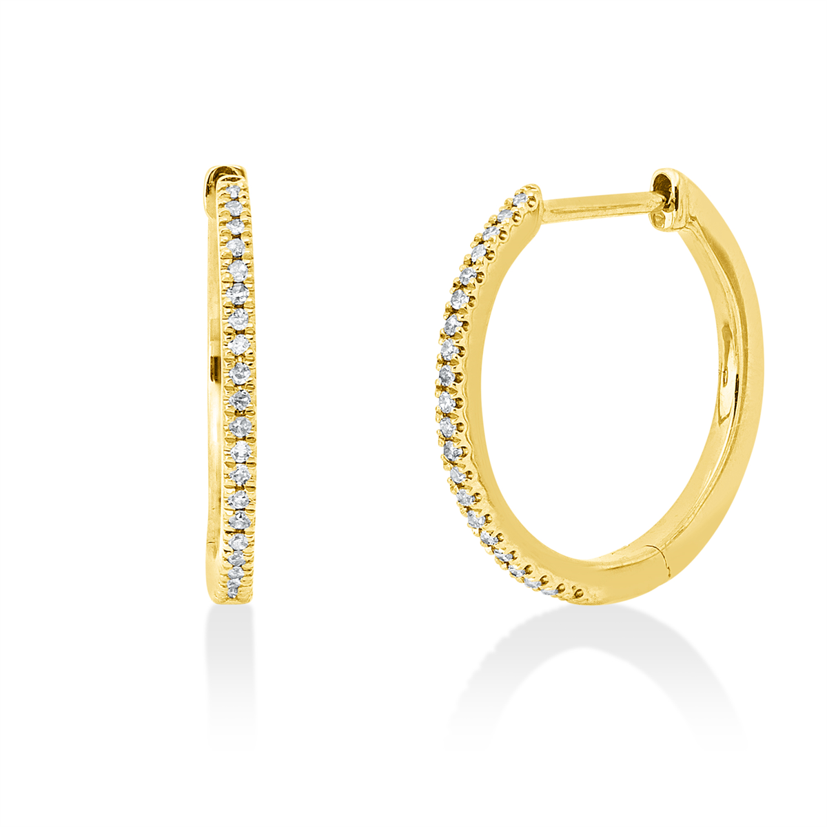 diamond single cut  modern woman hoops & huggies in yellow gold