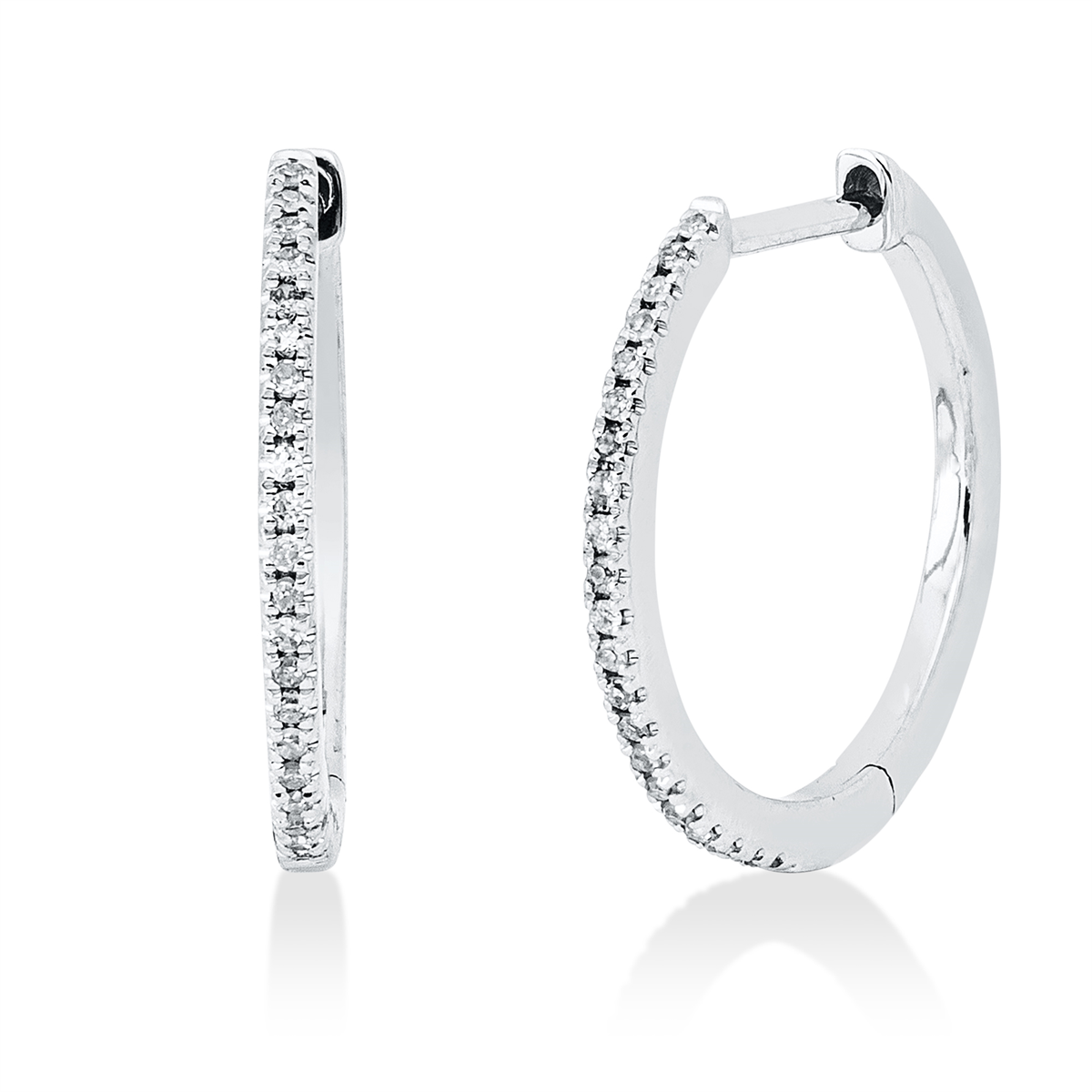 diamond single cut  modern woman hoops & huggies in white gold