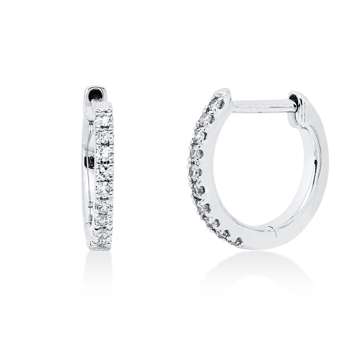 diamond full cut  modern woman hoops & huggies in white gold