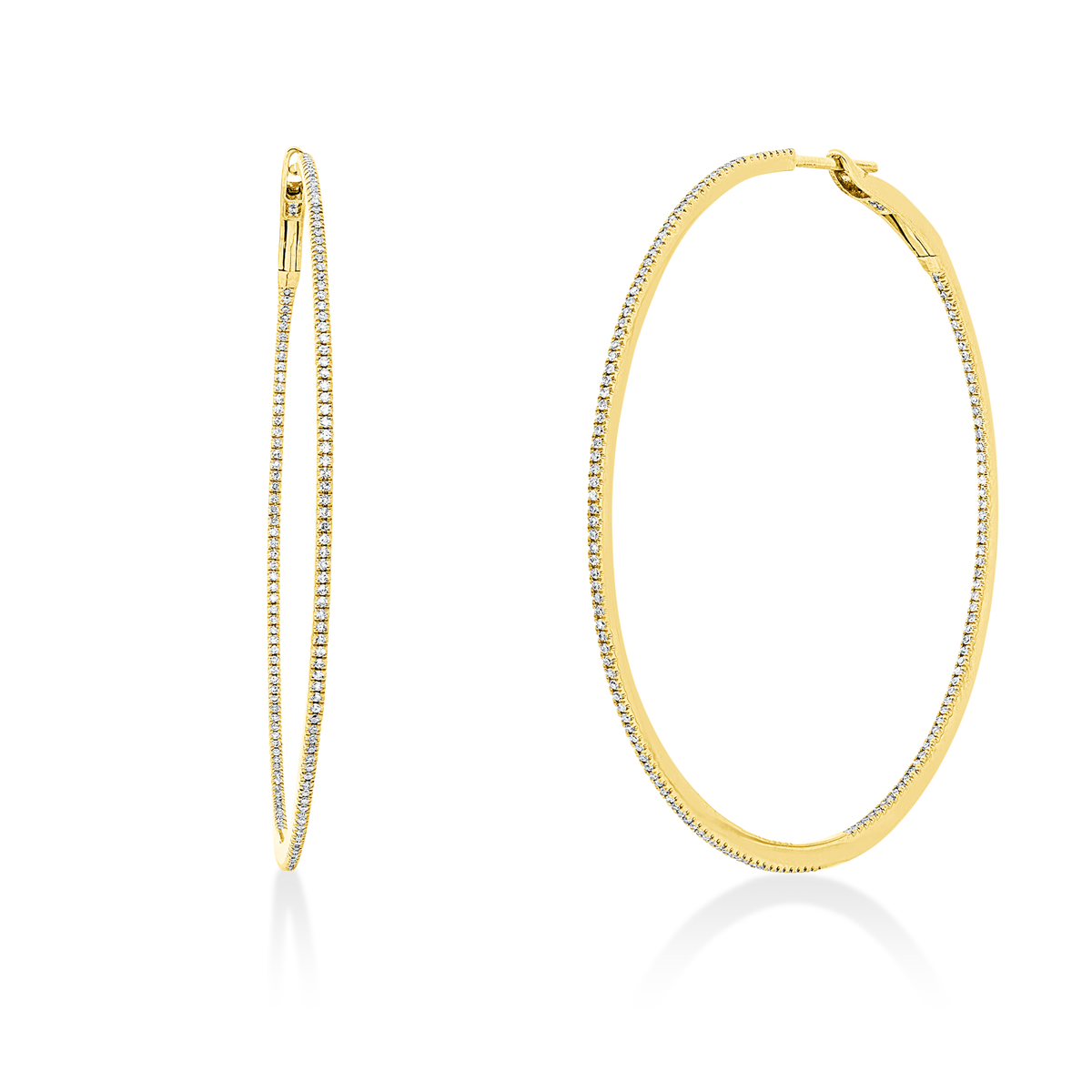 diamond single cut  modern woman hoops & huggies in yellow gold