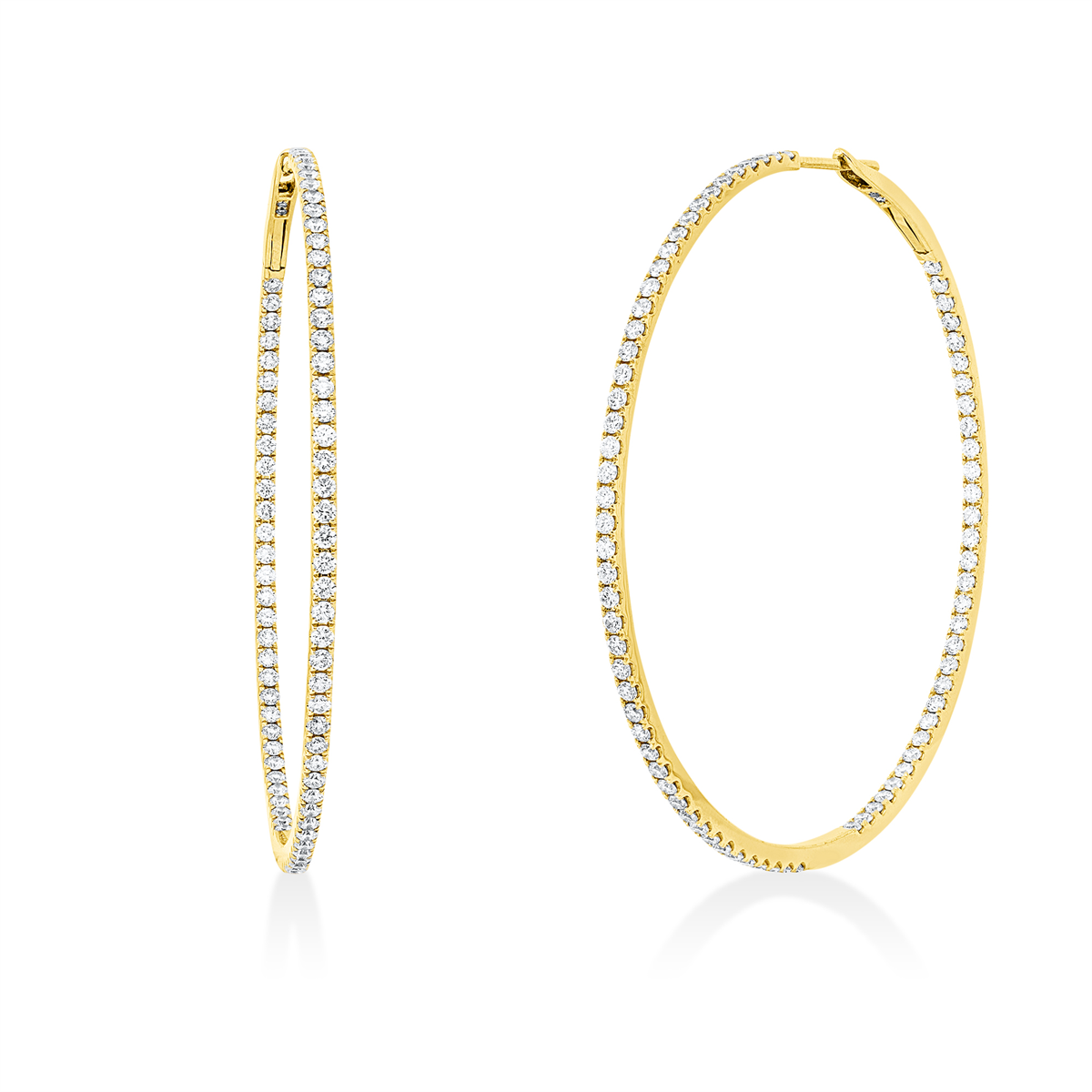 diamond full cut  modern woman hoops & huggies in yellow gold