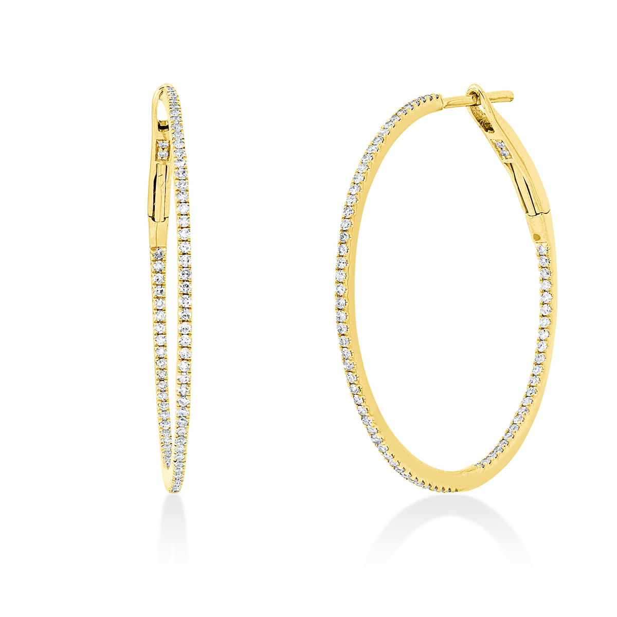 diamond single cut  modern woman hoops & huggies in yellow gold
