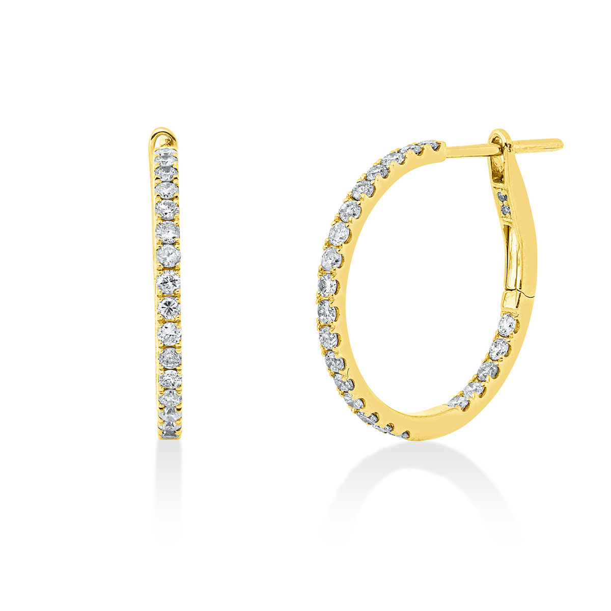 diamond full cut  modern woman hoops & huggies in yellow gold