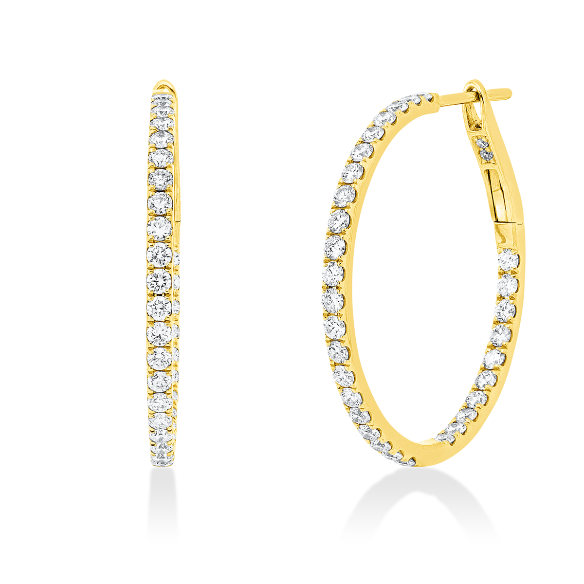 diamond full cut  modern woman hoops & huggies in yellow gold