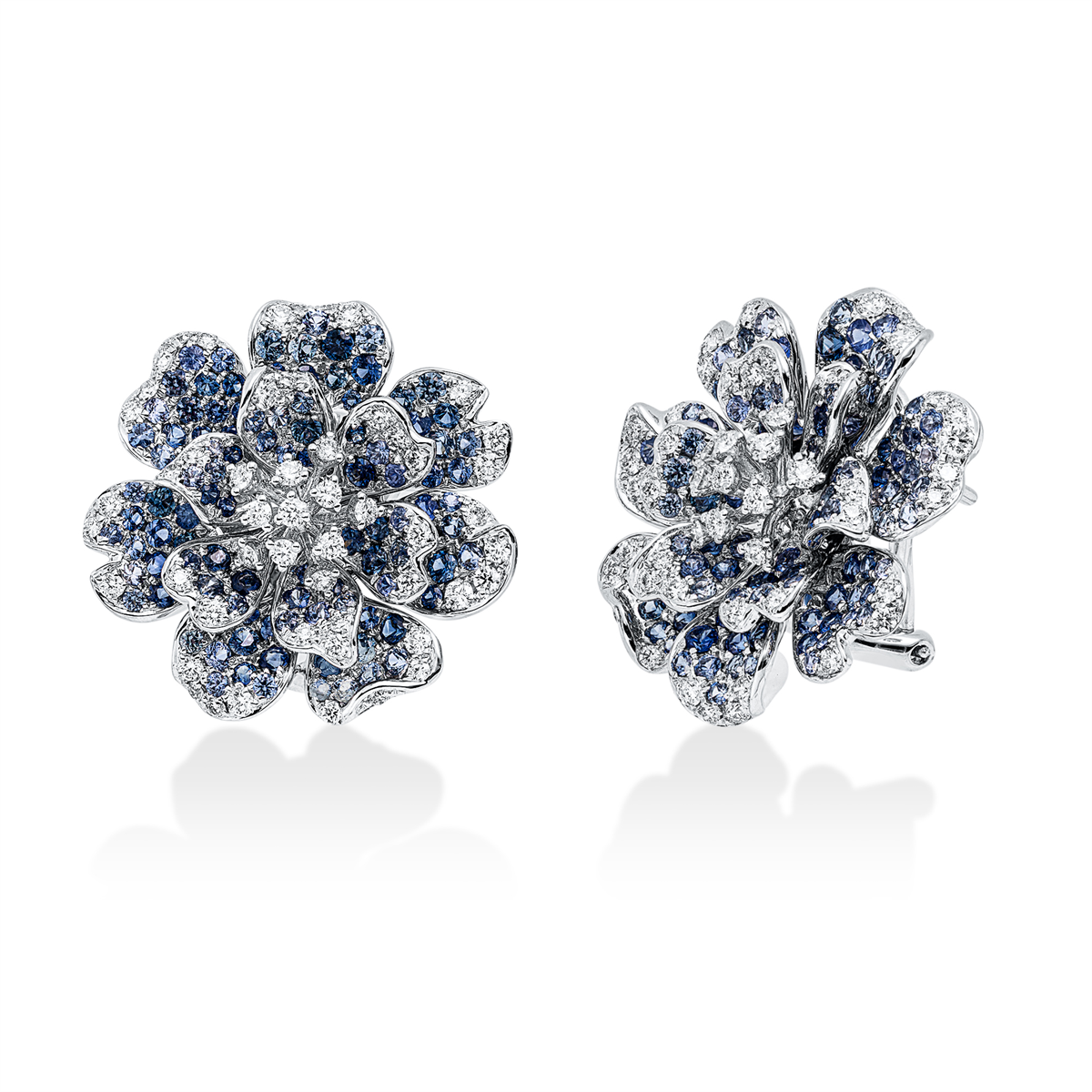 diamond full cut sapphire exclusive earrings in white gold