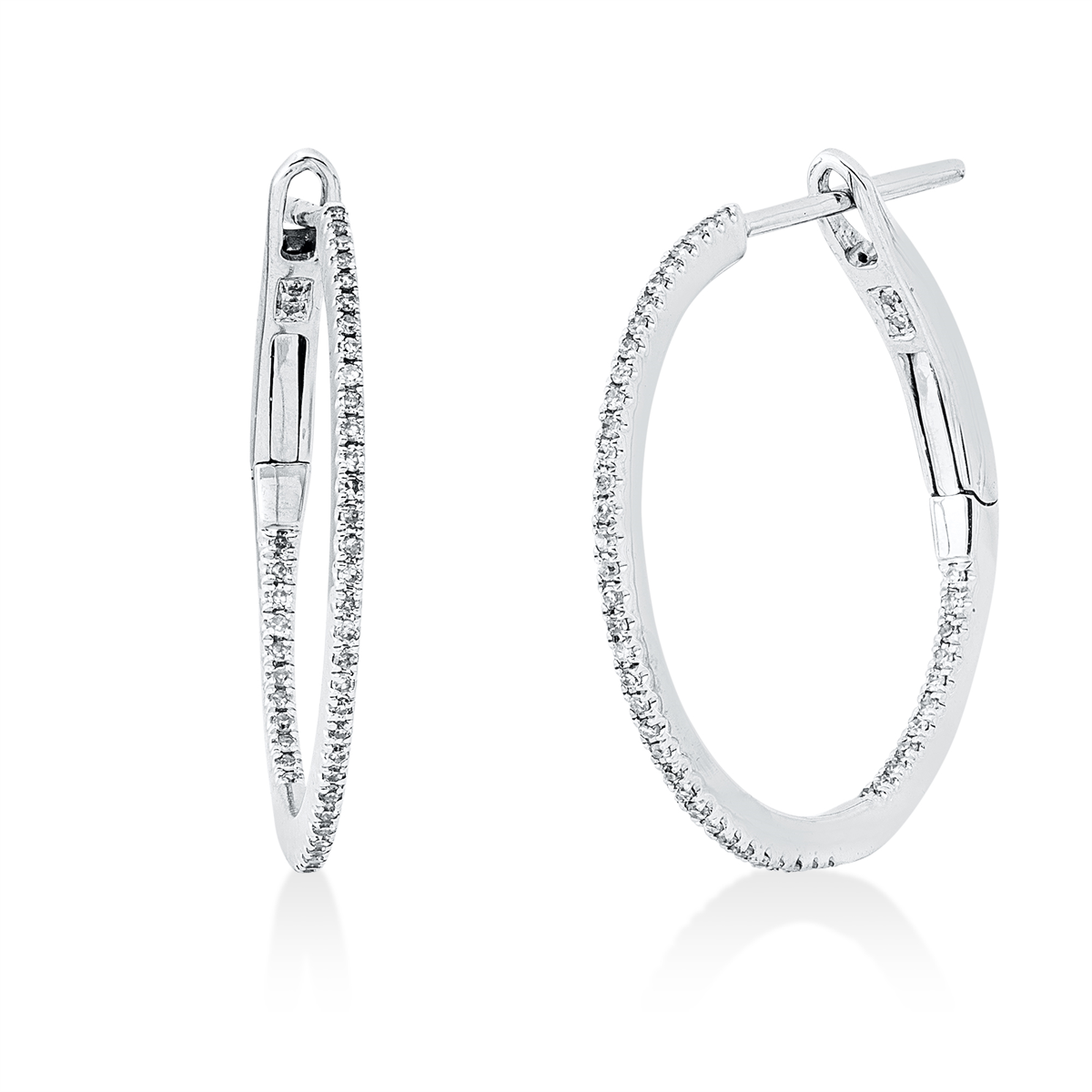 diamond single cut  modern woman hoops & huggies in white gold