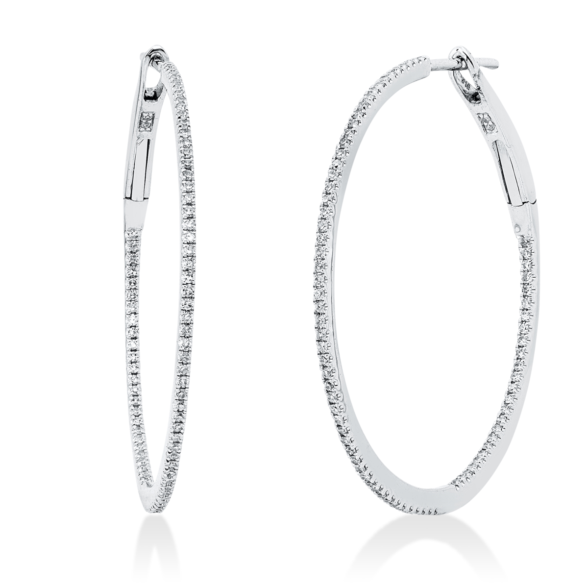 diamond single cut  modern woman hoops & huggies in white gold