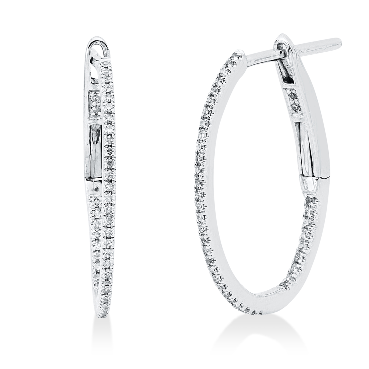diamond full cut  modern woman hoops & huggies in white gold