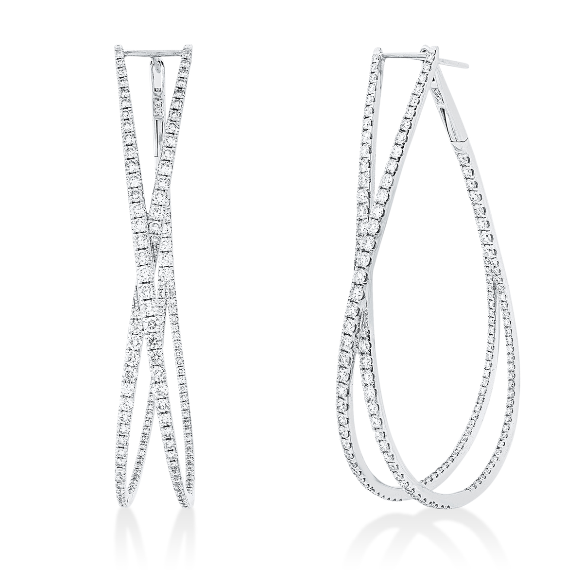 diamond full cut  exclusive hoops & huggies in white gold
