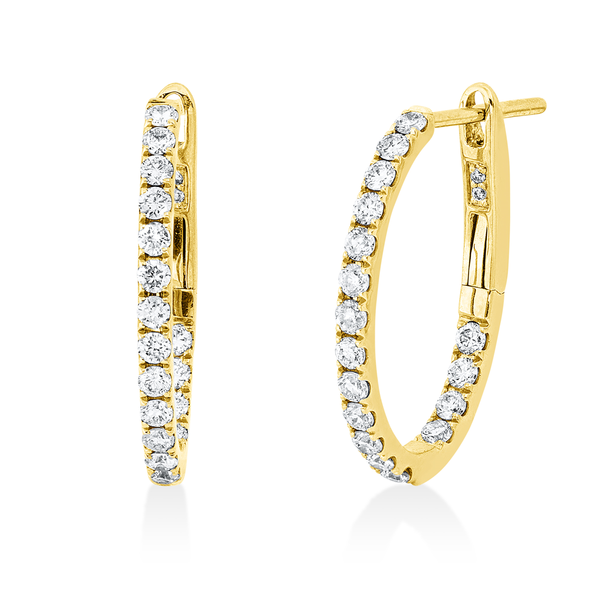 diamond full cut  modern woman hoops & huggies in yellow gold