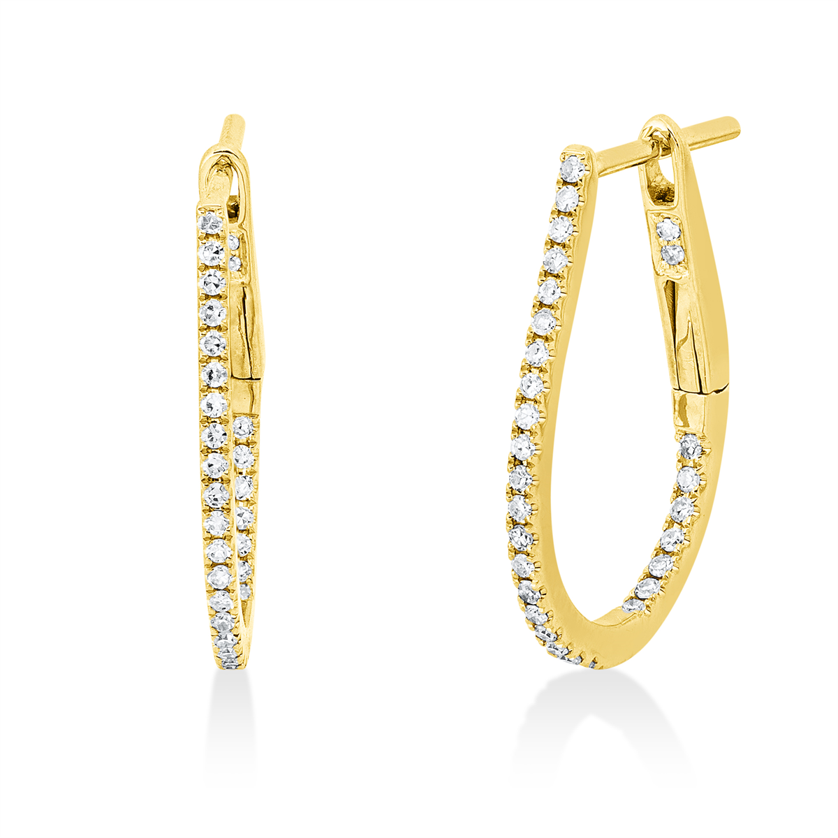 diamond single cut  modern woman hoops & huggies in yellow gold