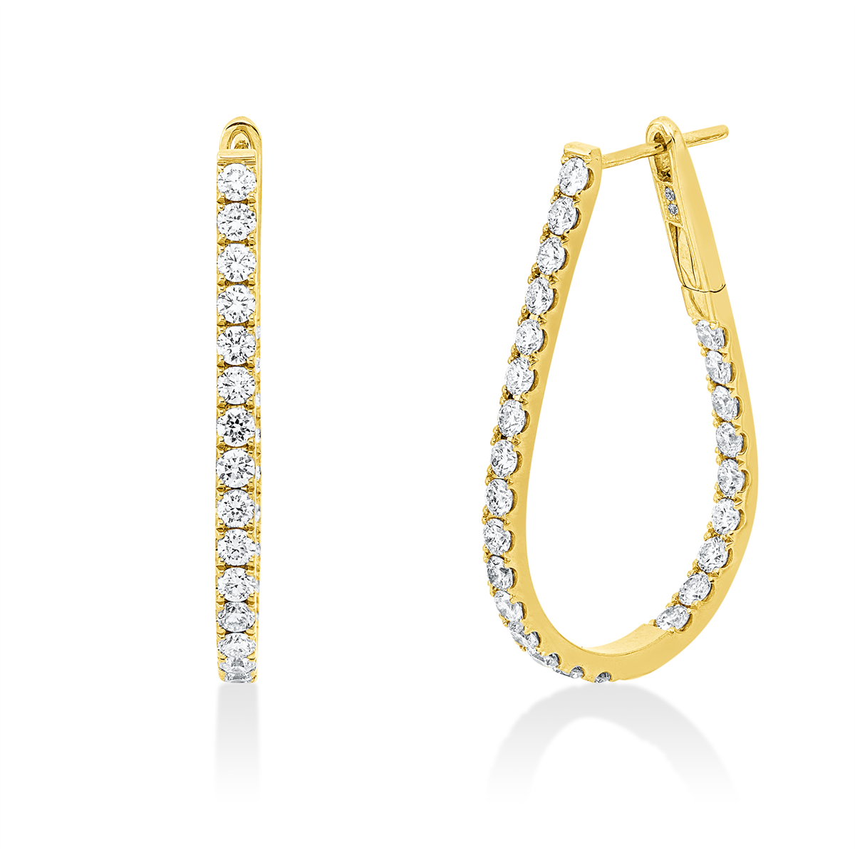 diamond full cut  exclusive hoops & huggies in yellow gold