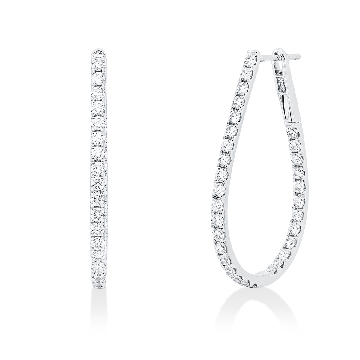 diamond full cut  modern woman hoops & huggies in white gold