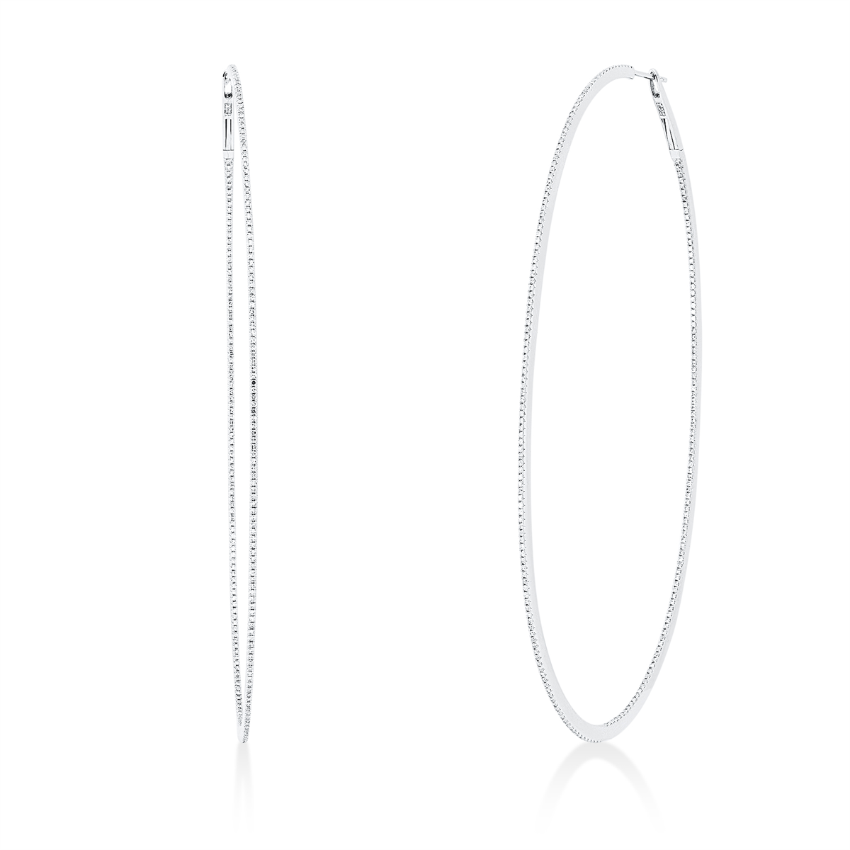 diamond single cut  exclusive hoops & huggies in white gold