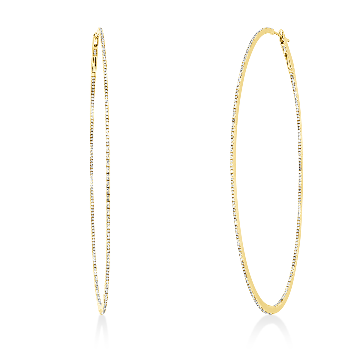 diamond single cut  exclusive hoops & huggies in yellow gold