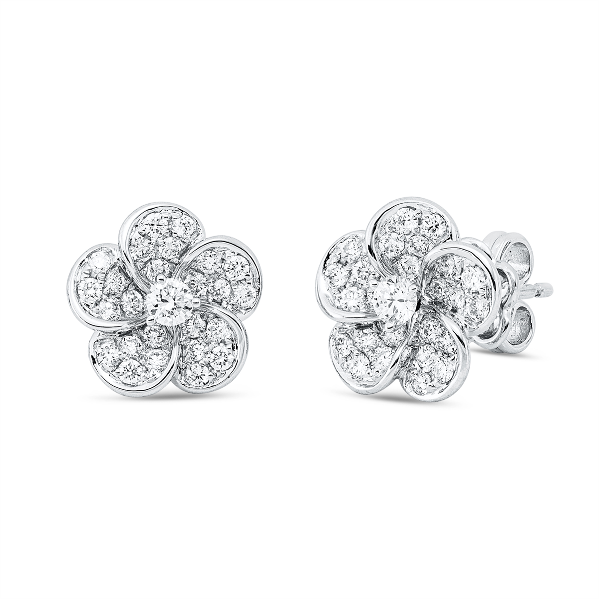 diamond full cut  pavé studs in white gold