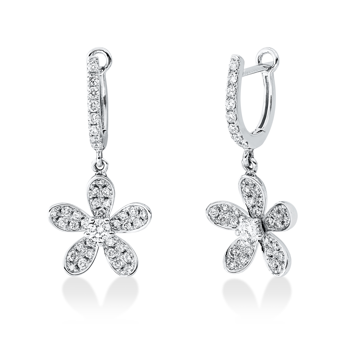 diamond full cut  modern woman earrings in white gold