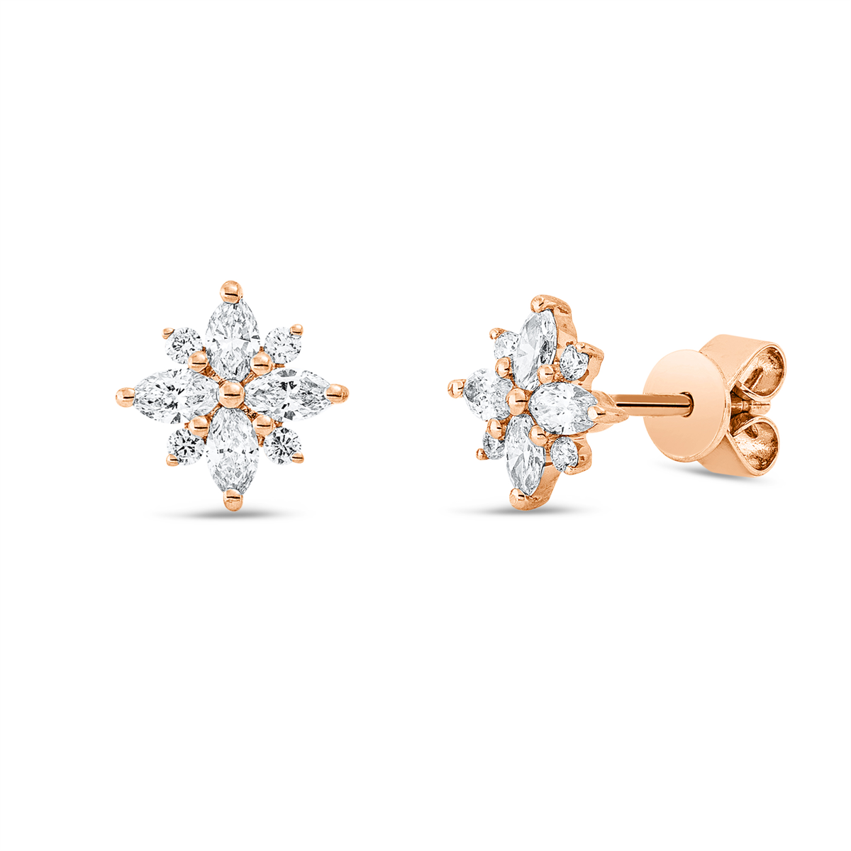 diamond full cut  modern woman studs in red gold