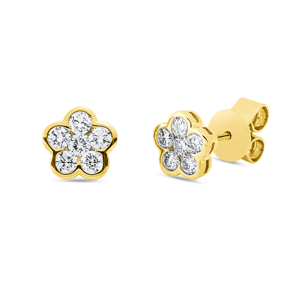 diamond full cut  modern woman studs in yellow gold