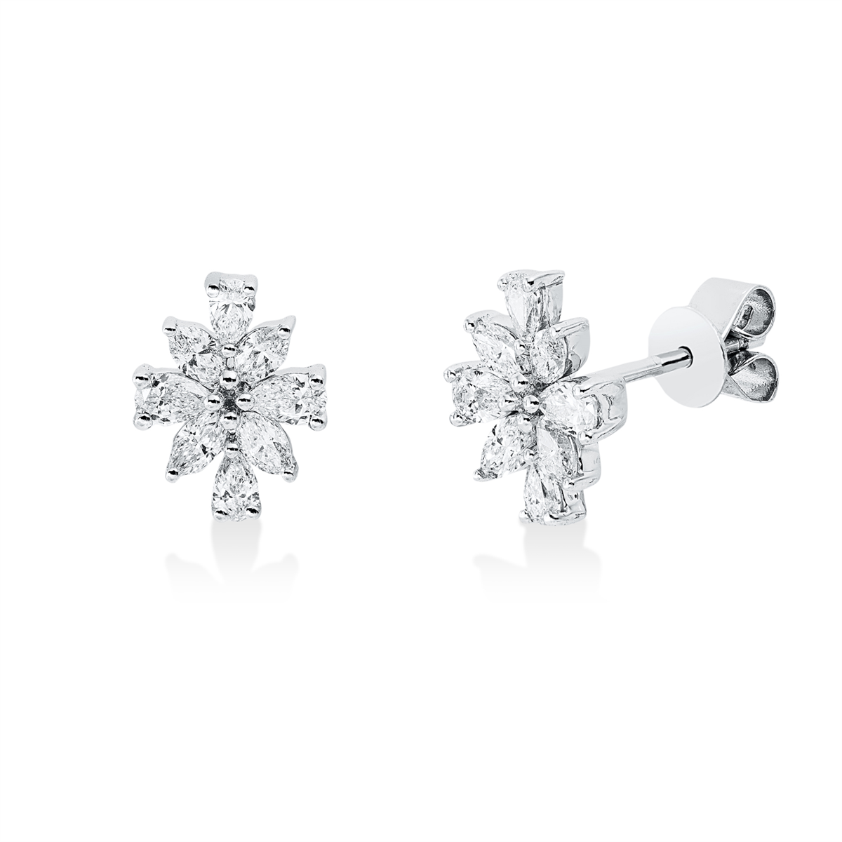 pear shape  modern woman studs in white gold