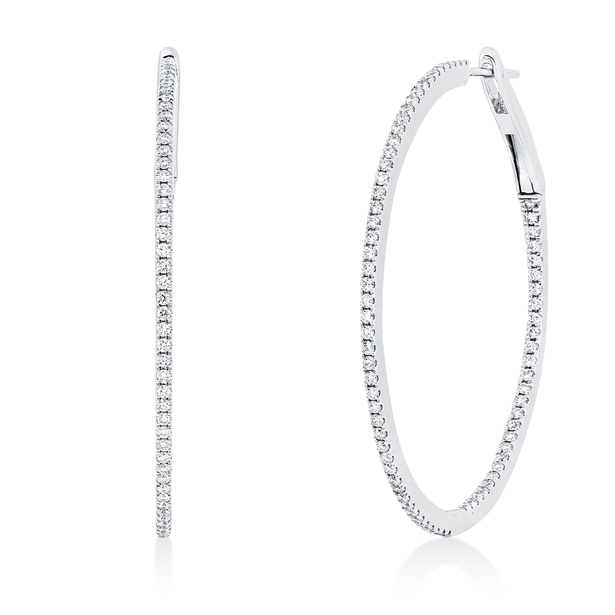 diamond full cut  modern woman hoops & huggies in white gold