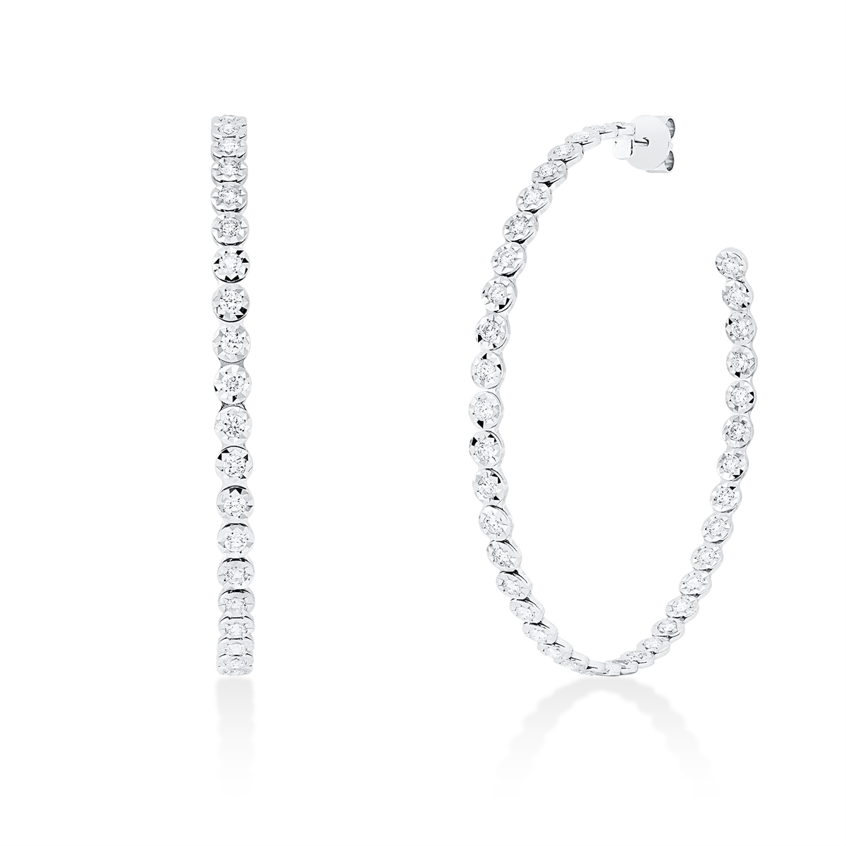 diamond full cut  exclusive hoops & huggies in white gold