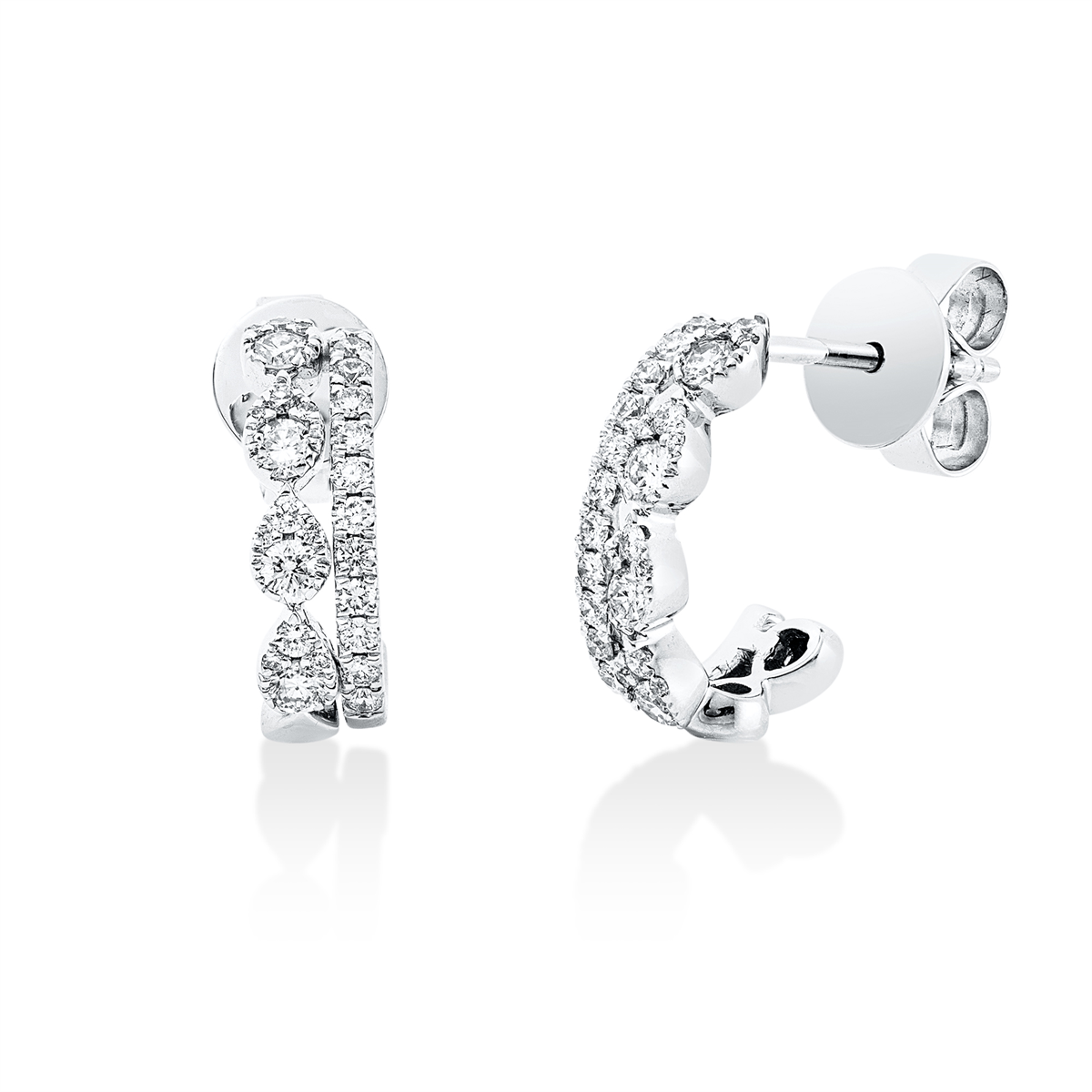 diamond full cut  multi-stone studs in white gold