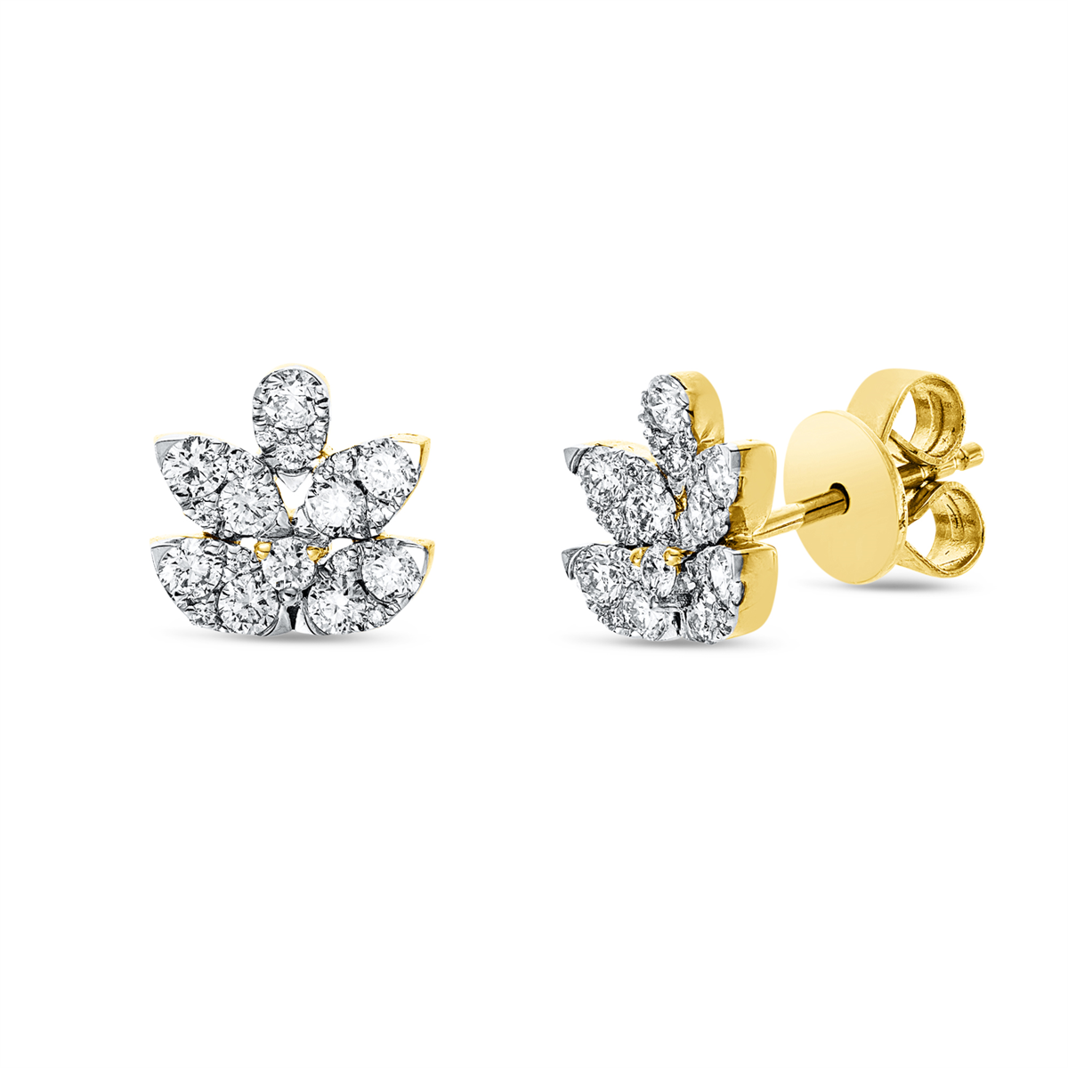 diamond full cut  modern woman studs in yellow gold / white gold