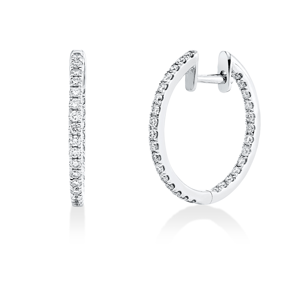 diamond full cut  modern woman hoops & huggies in white gold