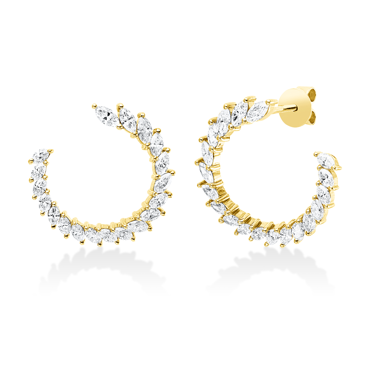 marquise  multi-stone studs in yellow gold
