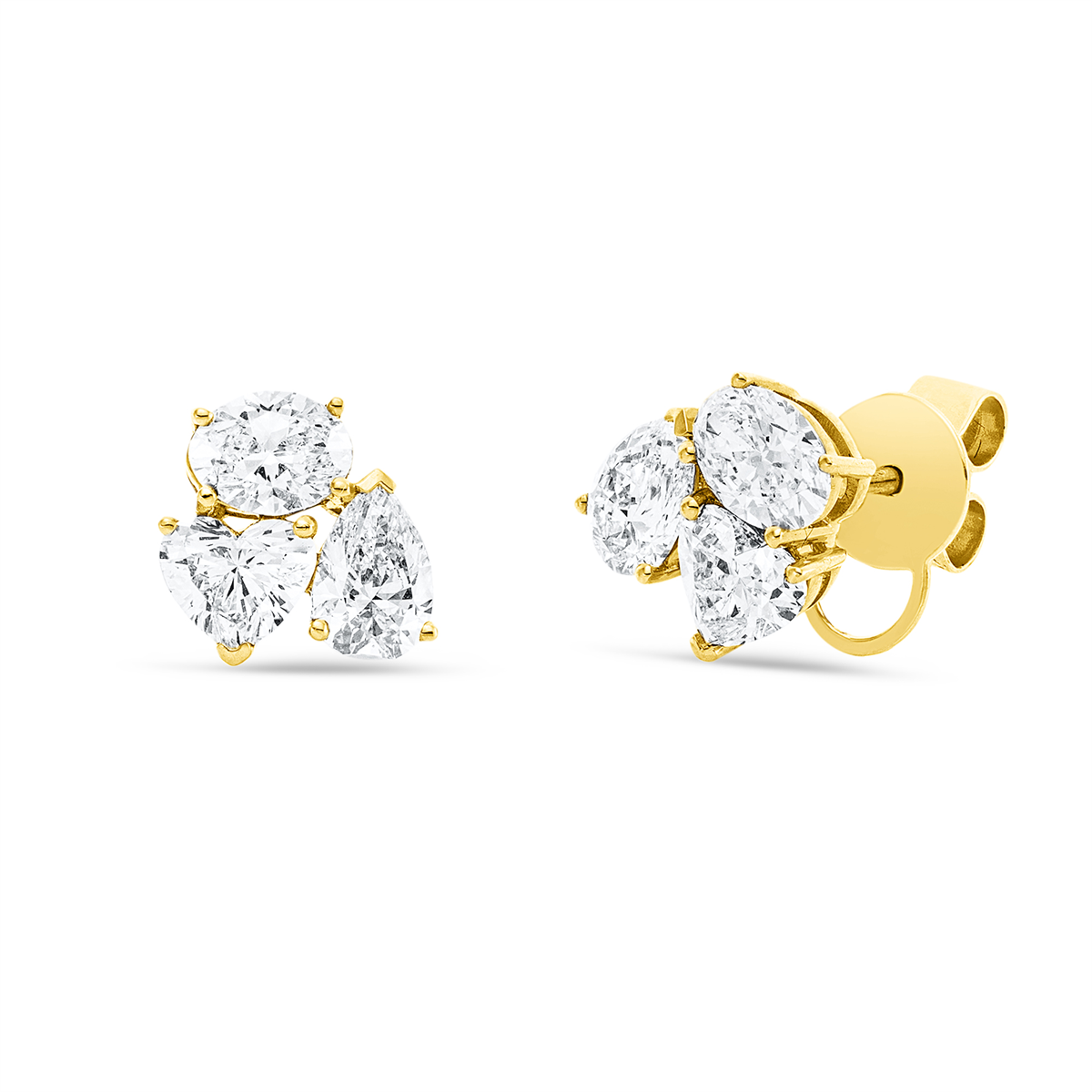 heart shape  exclusive studs in yellow gold