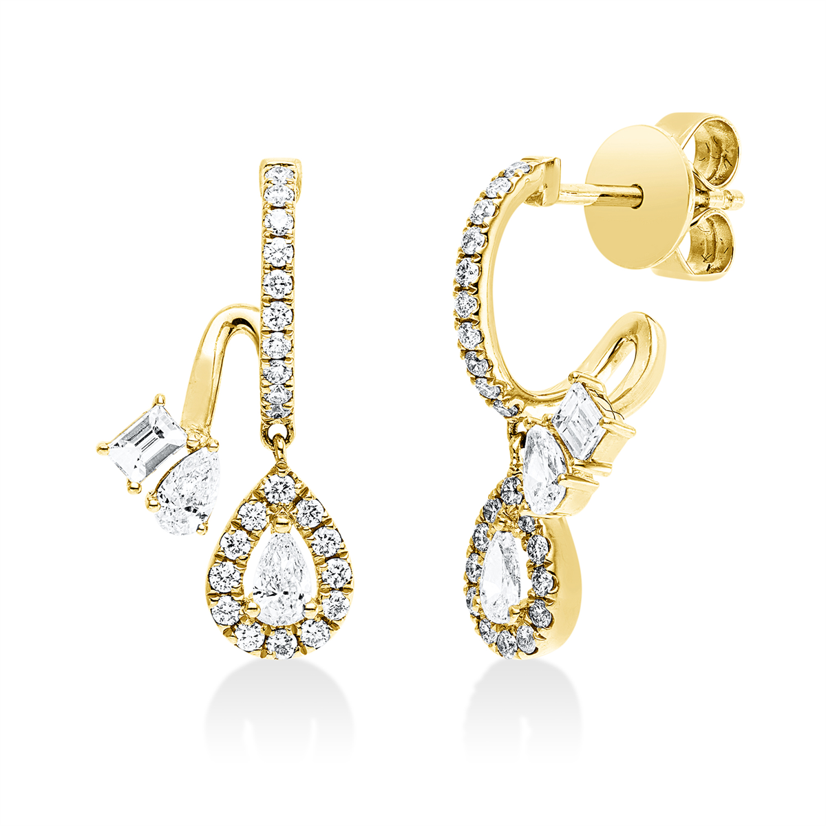 diamond full cut  modern woman studs in yellow gold