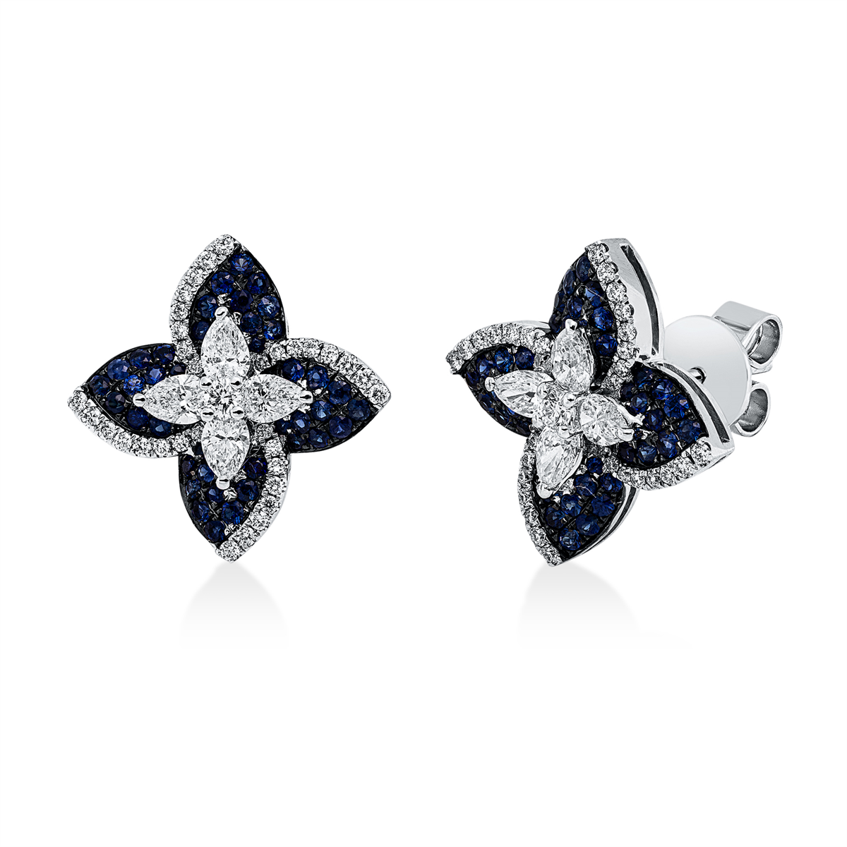 diamond full cut sapphire colored stone classic ring in white gold