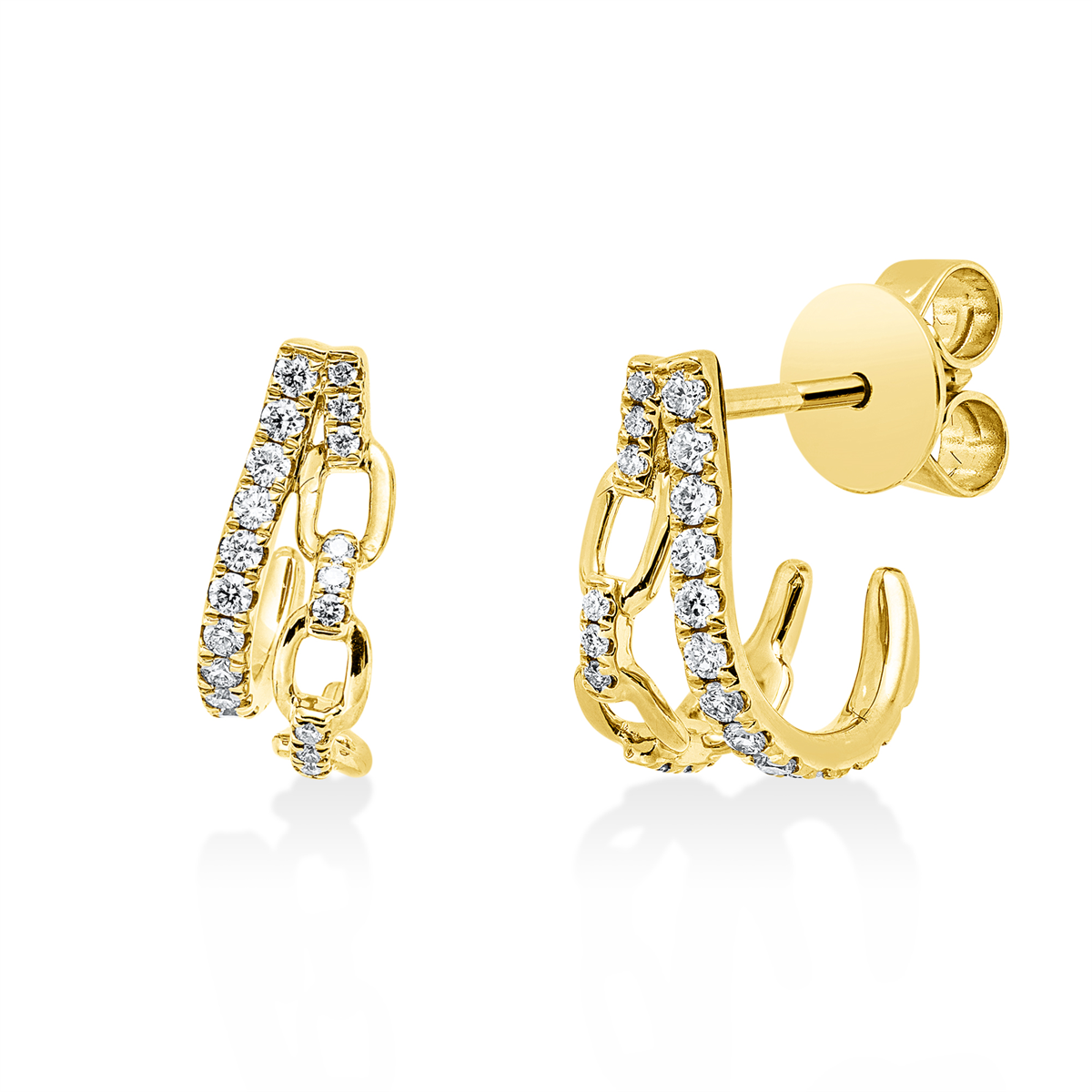diamond full cut  modern woman studs in red gold