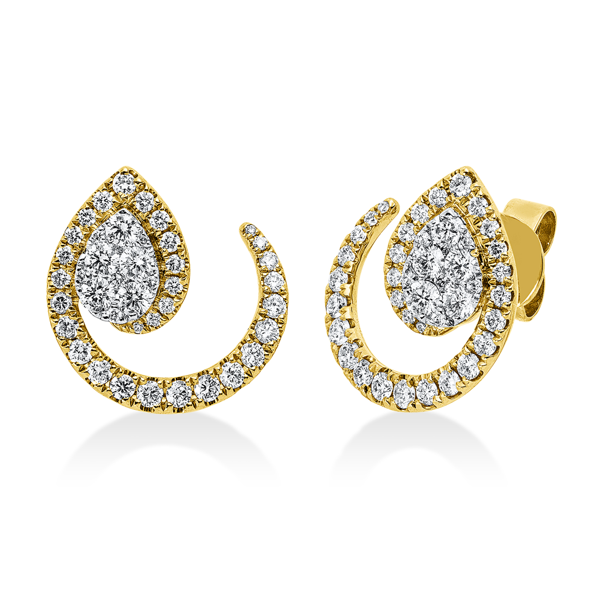 diamond full cut  modern woman studs in yellow gold