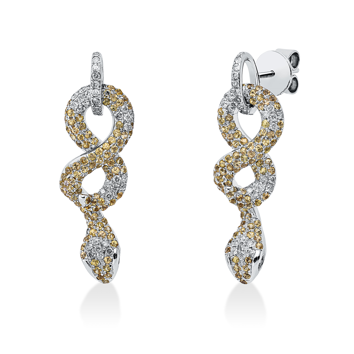 diamond full cut tsavorite animal earrings in white gold