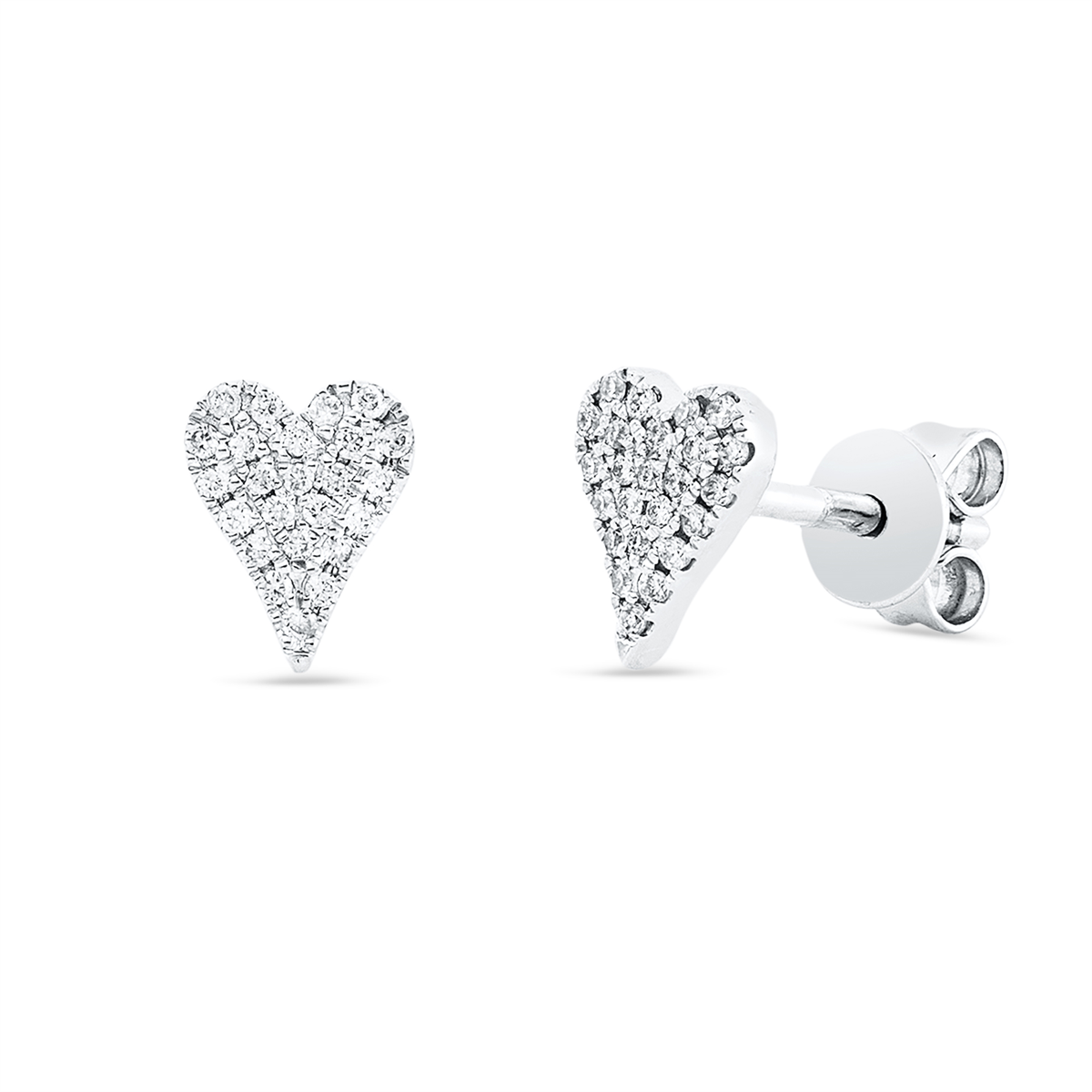 diamond full cut  heart studs in white gold
