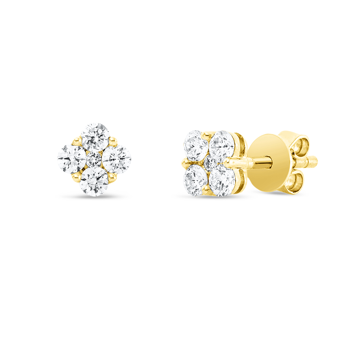 diamond full cut  illusion classic studs in yellow gold