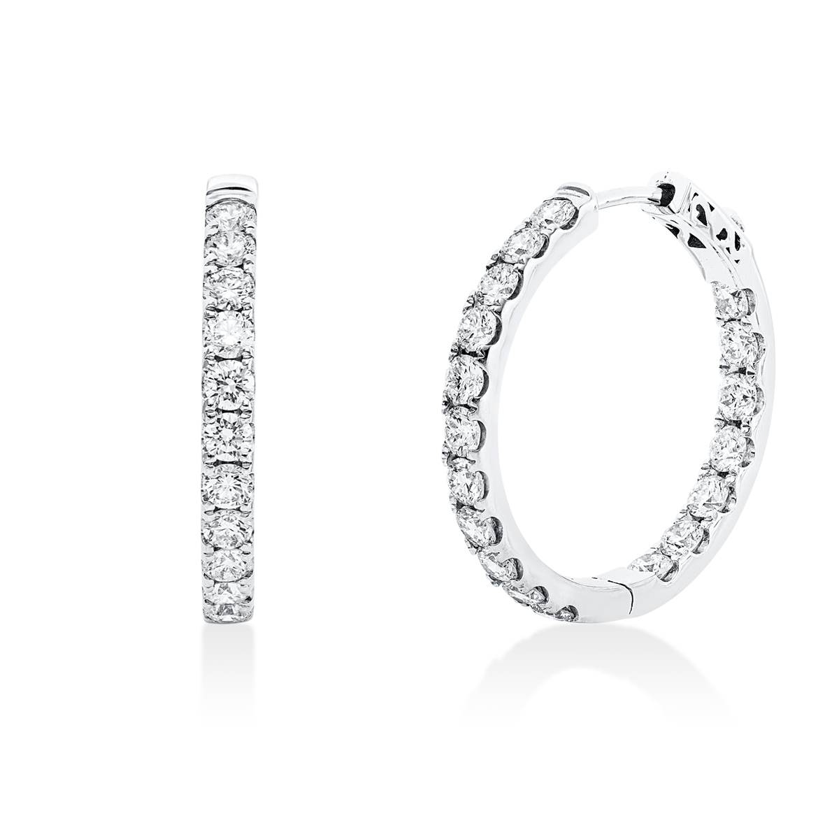 diamond full cut  multi-stone hoops & huggies in white gold