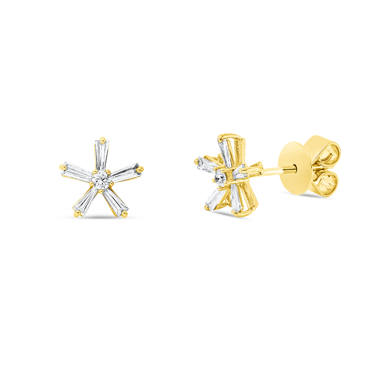 diamond full cut  modern woman studs in yellow gold