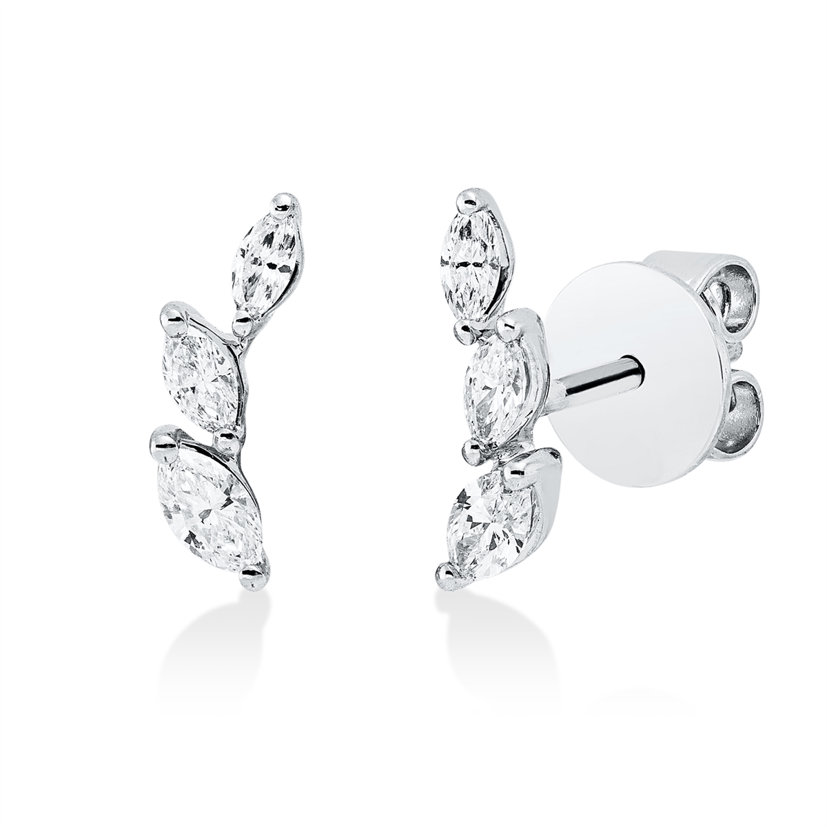 marquise  modern woman studs in white gold