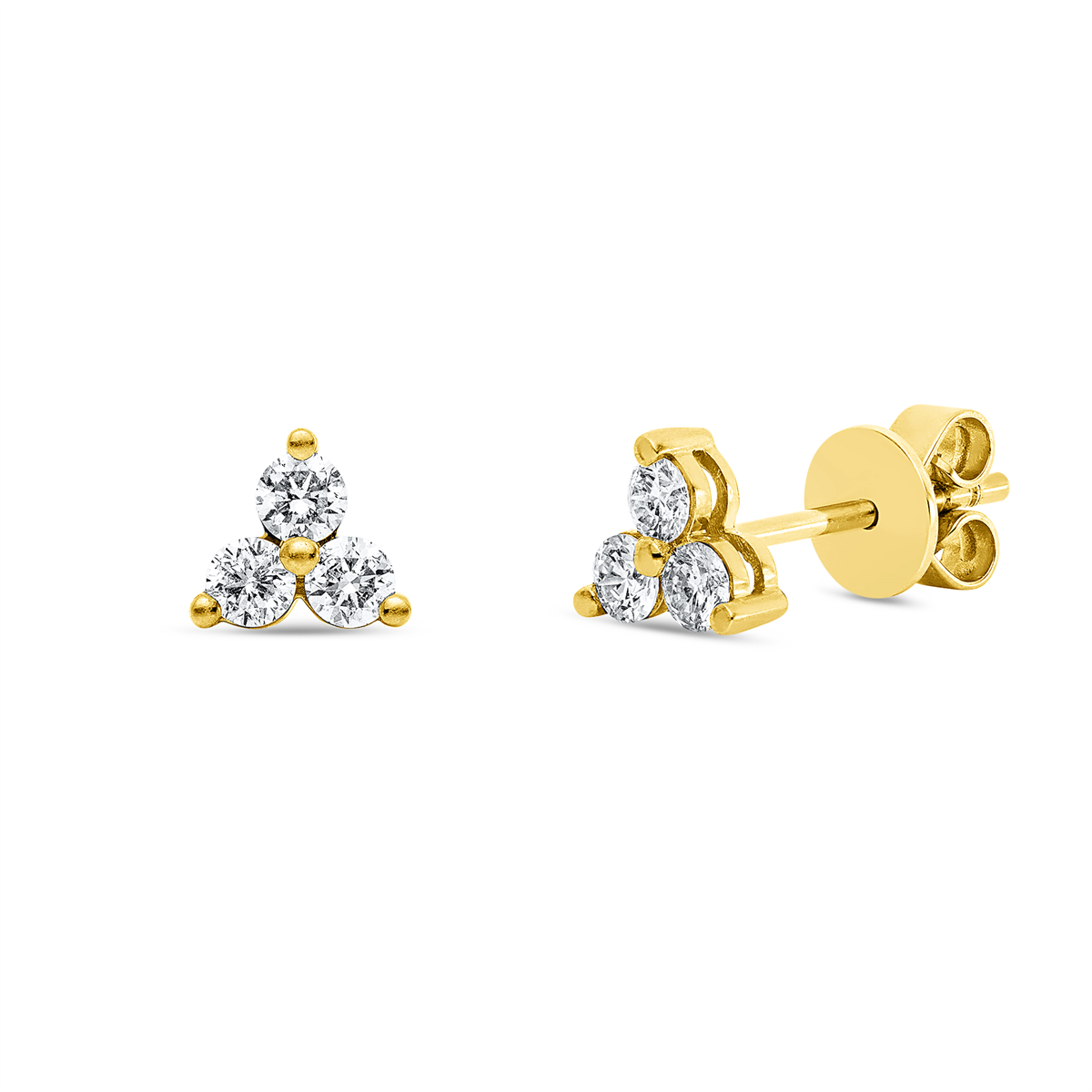 diamond full cut  modern woman studs in yellow gold