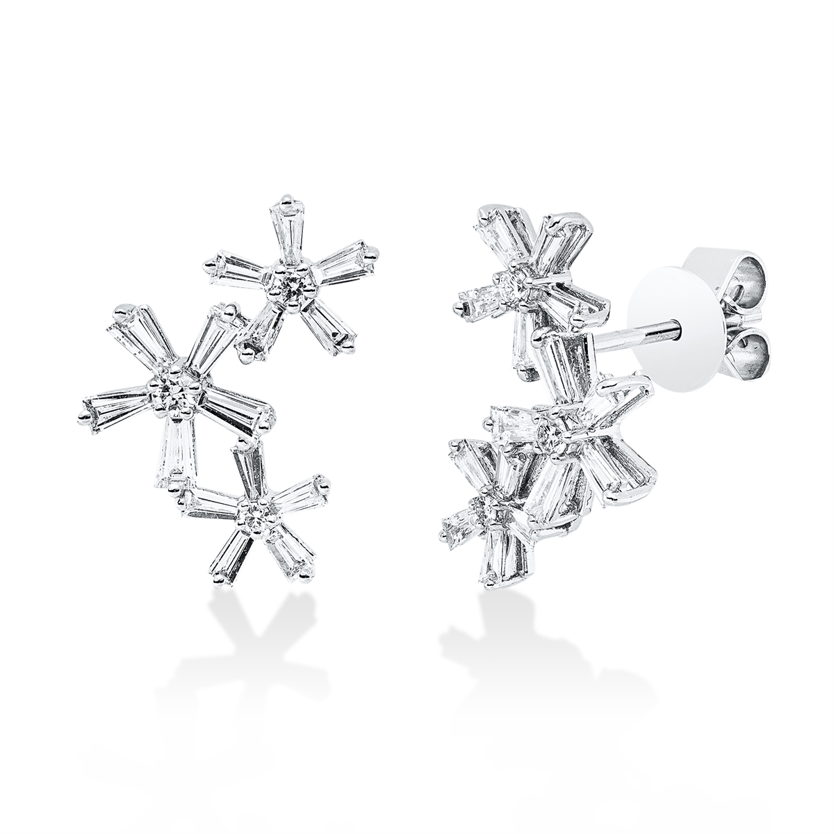 diamond full cut  modern woman studs in white gold
