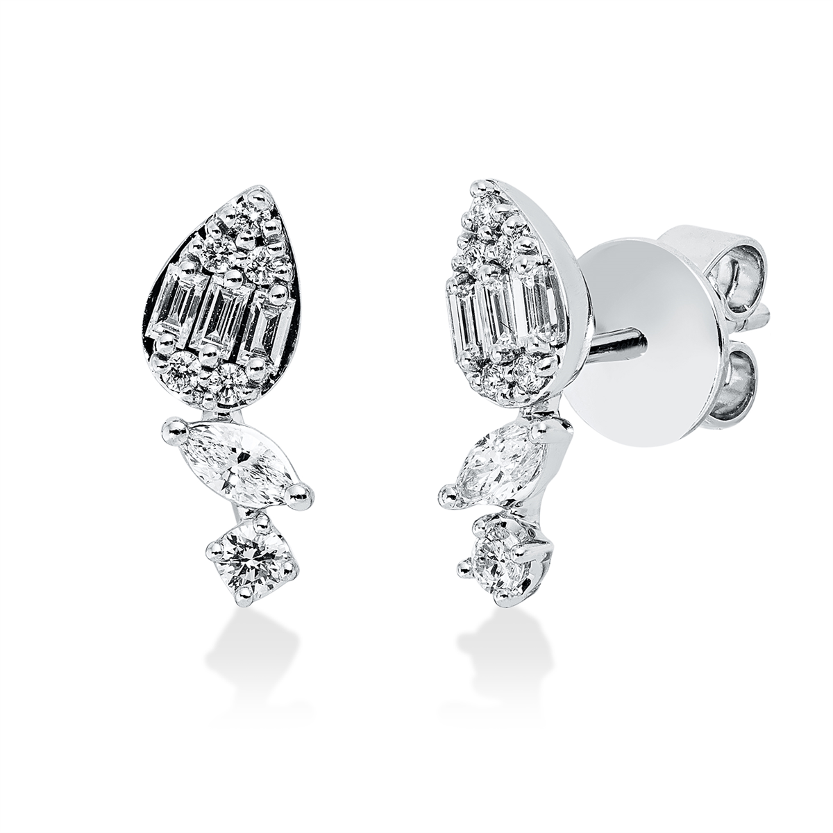 baguette  baguette studs in white gold