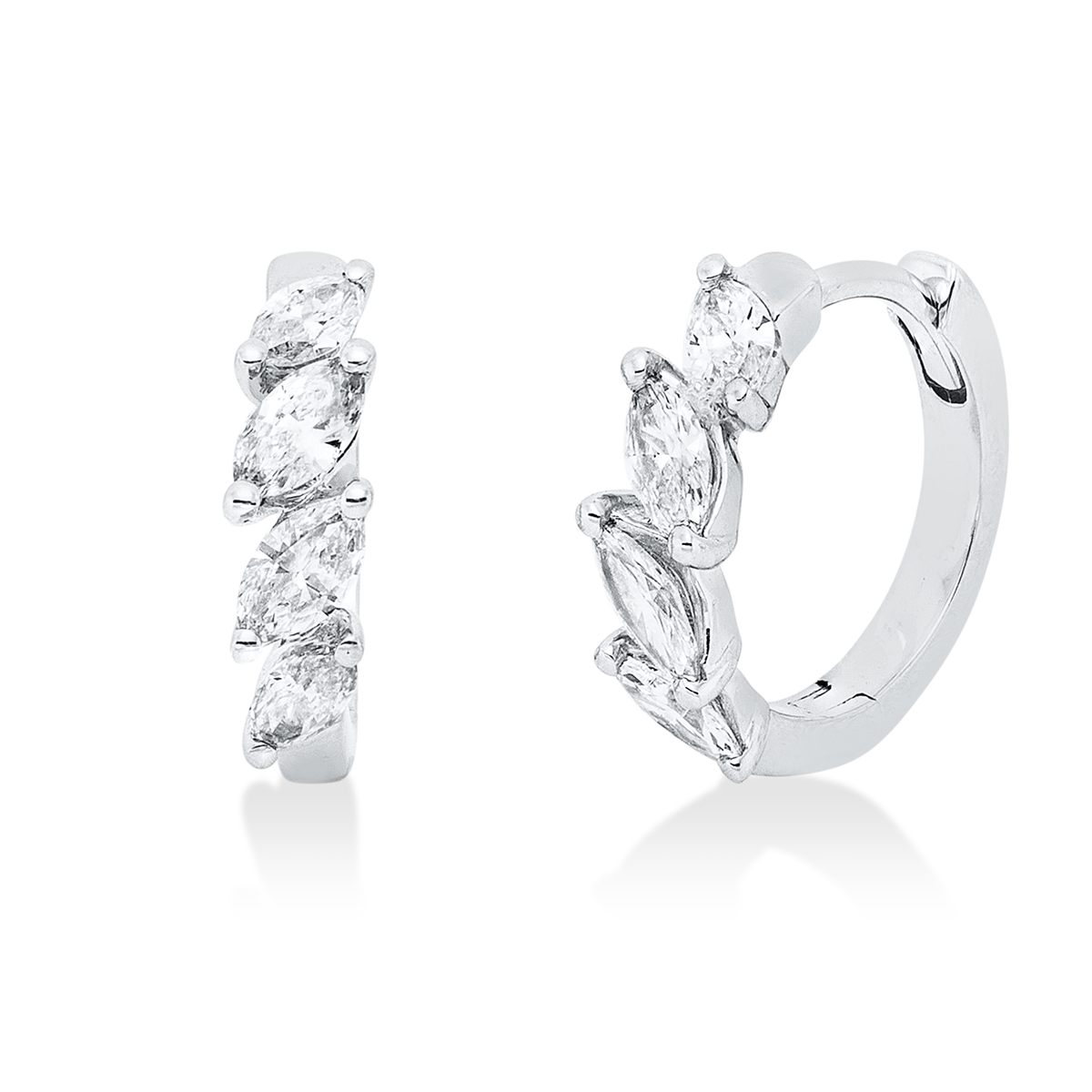 marquise  modern woman hoops & huggies in white gold