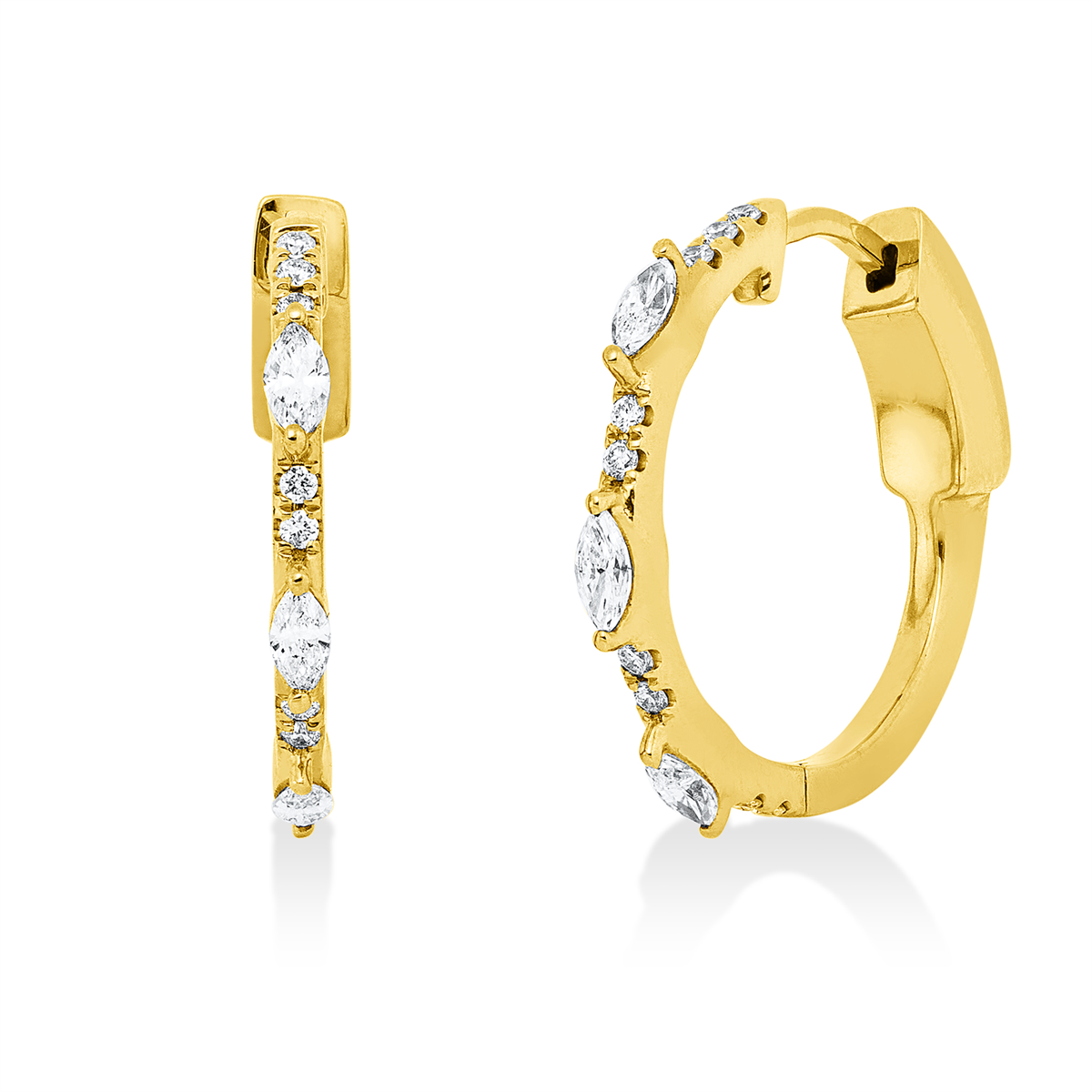 marquise  modern woman hoops & huggies in yellow gold